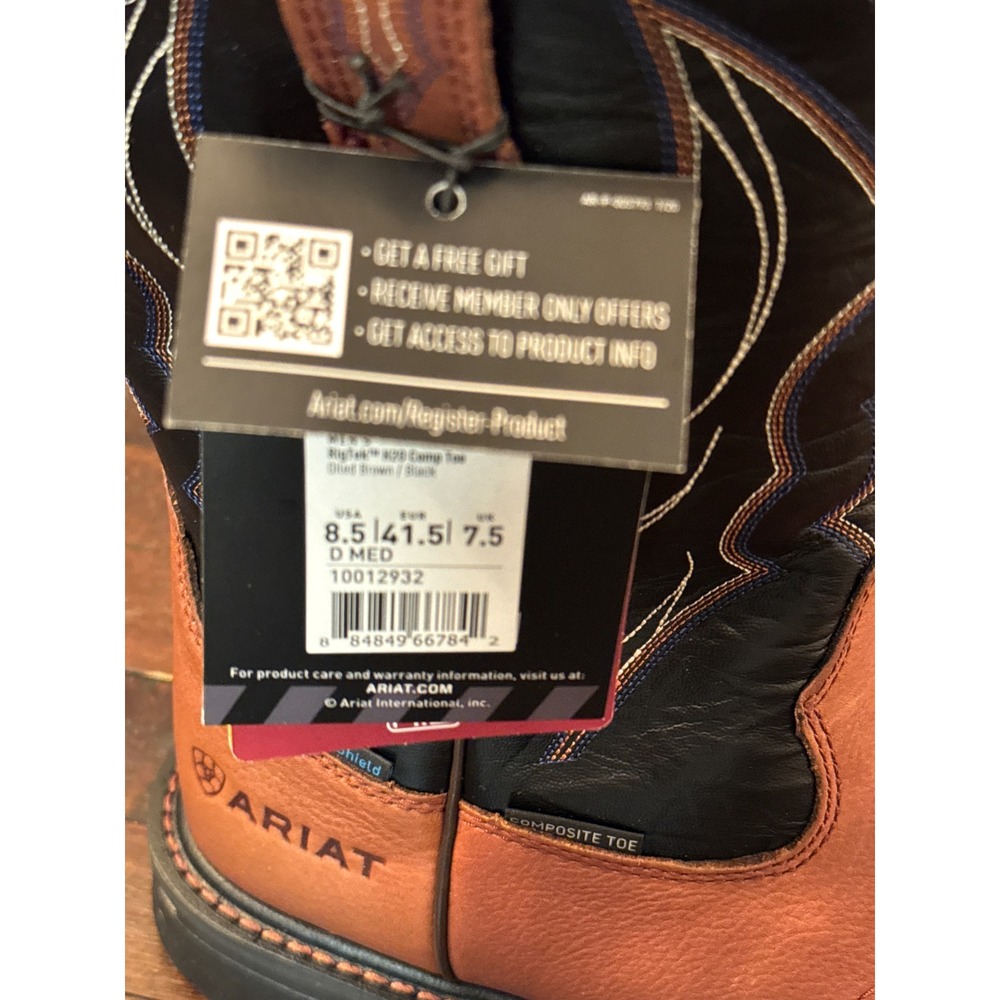Ariat Mens RigTek H2O Composite Toe Work Boots Oiled Brown Black 10012932 8.5D - Picture 6 of 8